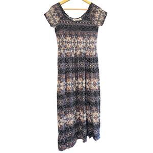 Soft Surroundings Smocked Marcelo Boho Dress Sm Midi Hippie Fairy Floral Cottage